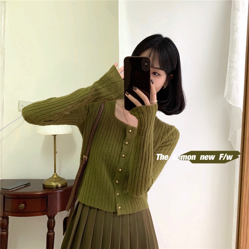 Áo cardigan ZHELIHANGFEI vải dệt kim tay dài dáng ôm thời trang dành cho nữ
