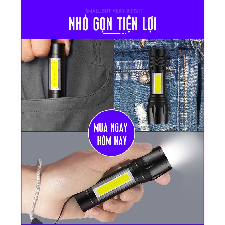 Đèn Pin Mini Siêu Sáng Cao Cấp Có Zoom Xa Gần siêu tiện mang đi ,Có Thể Sạc Được, Đèn Pin Mini Led Siêu Sáng [A511]