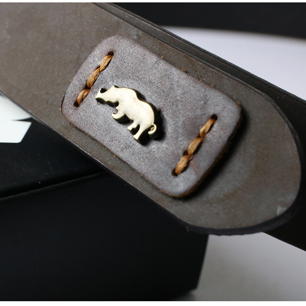 Thắt lưng da bò sáp khoá đồng đúc