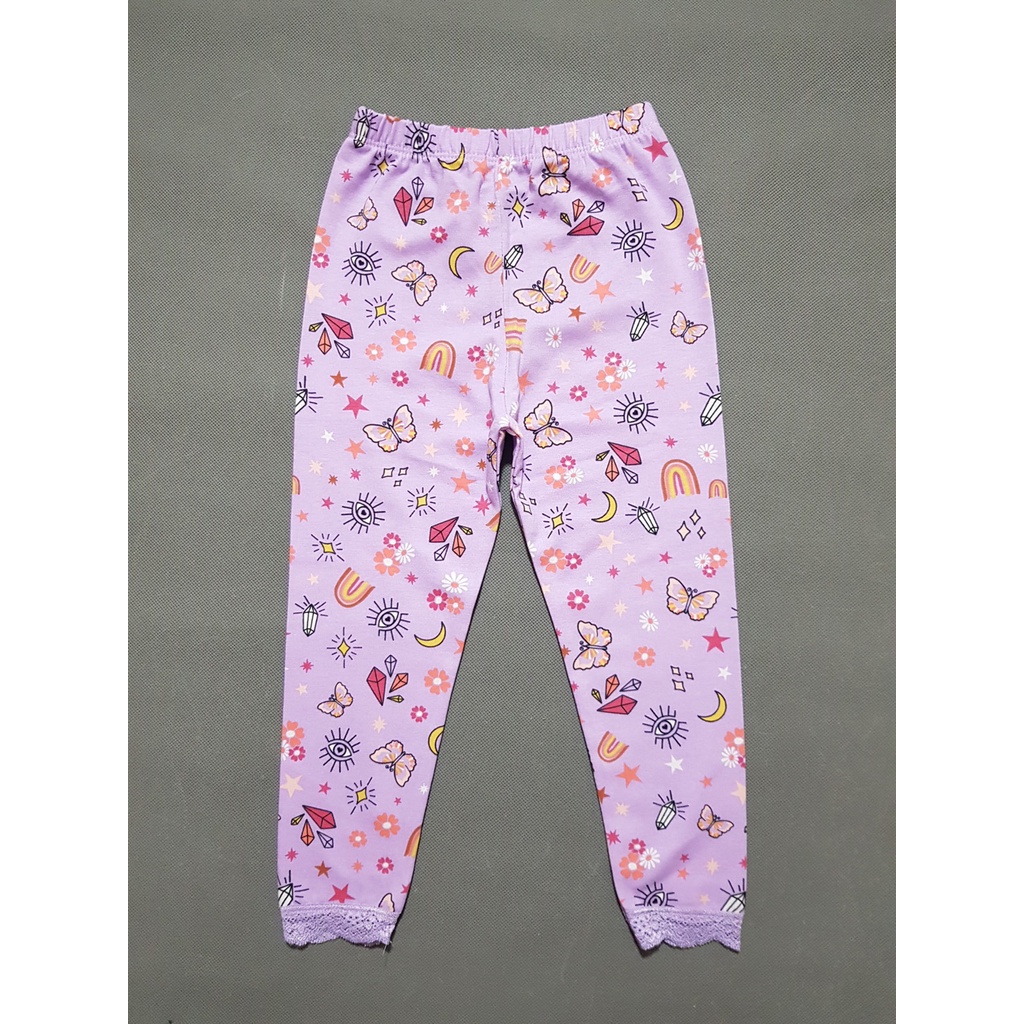 Quần legging dài bé gái màu hồng in ngựa pony và tím hoa lá ngọt ngào đáng yêu