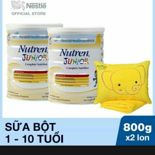 Bộ 2 lon sữa Nutren Junior 800g tặng bộ mền gối
