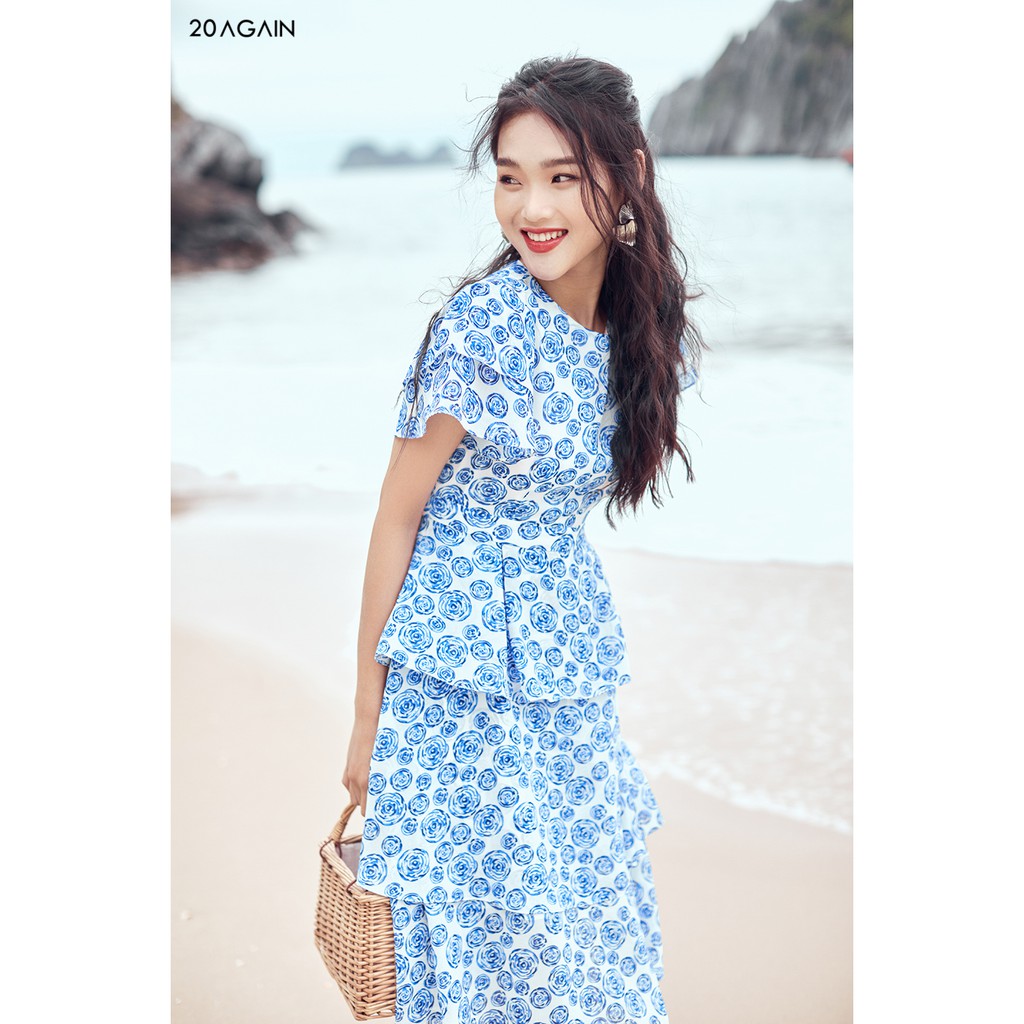 [Mã WABR0101 giảm 10% đơn 99K] Đầm xòe hoa hồng 20AGAIN sang trọng thanh lịch DEC0100 | BigBuy360 - bigbuy360.vn