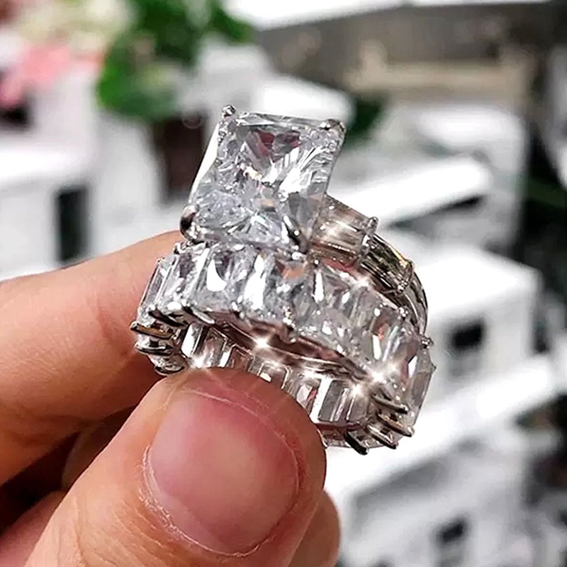 Set 2 Nhẫn Đính Đá Thời Trang Sang Trọng Cho Nữ