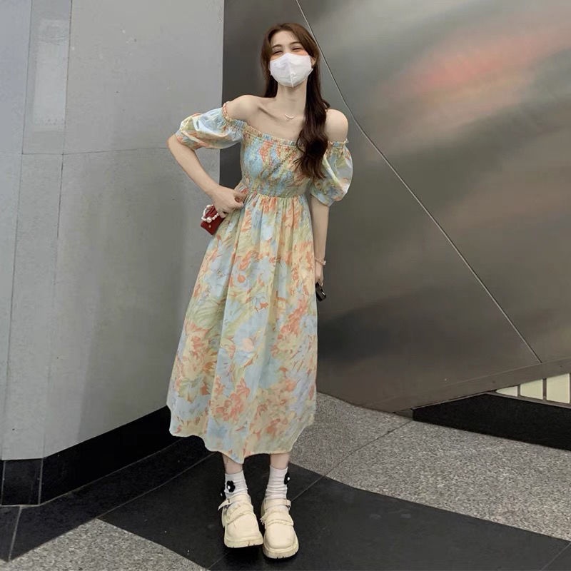 ❤️ Đầm hoa nhí nữ cổ vuông họa tiết đầy khí chất - V21