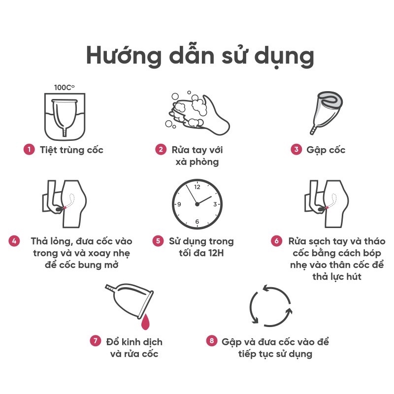 Bột tiệt trùng cốc nguyệt san hộp 12(gói tiệt lợi