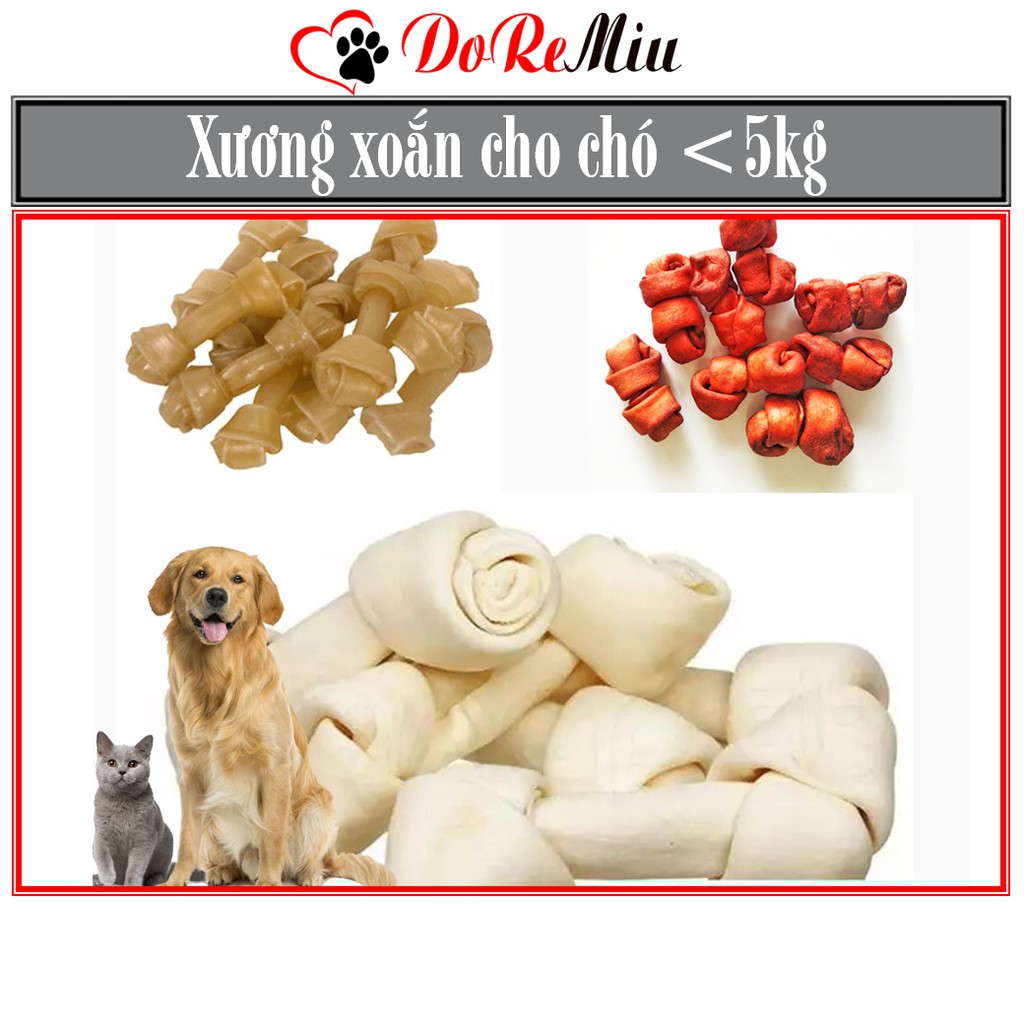 Doremiu- Lẻ 1c Xương xoắn 4cm - Xương nhai sạch răng bổ sung canxi cho chó dưới 5kg bánh thưởng cho chó