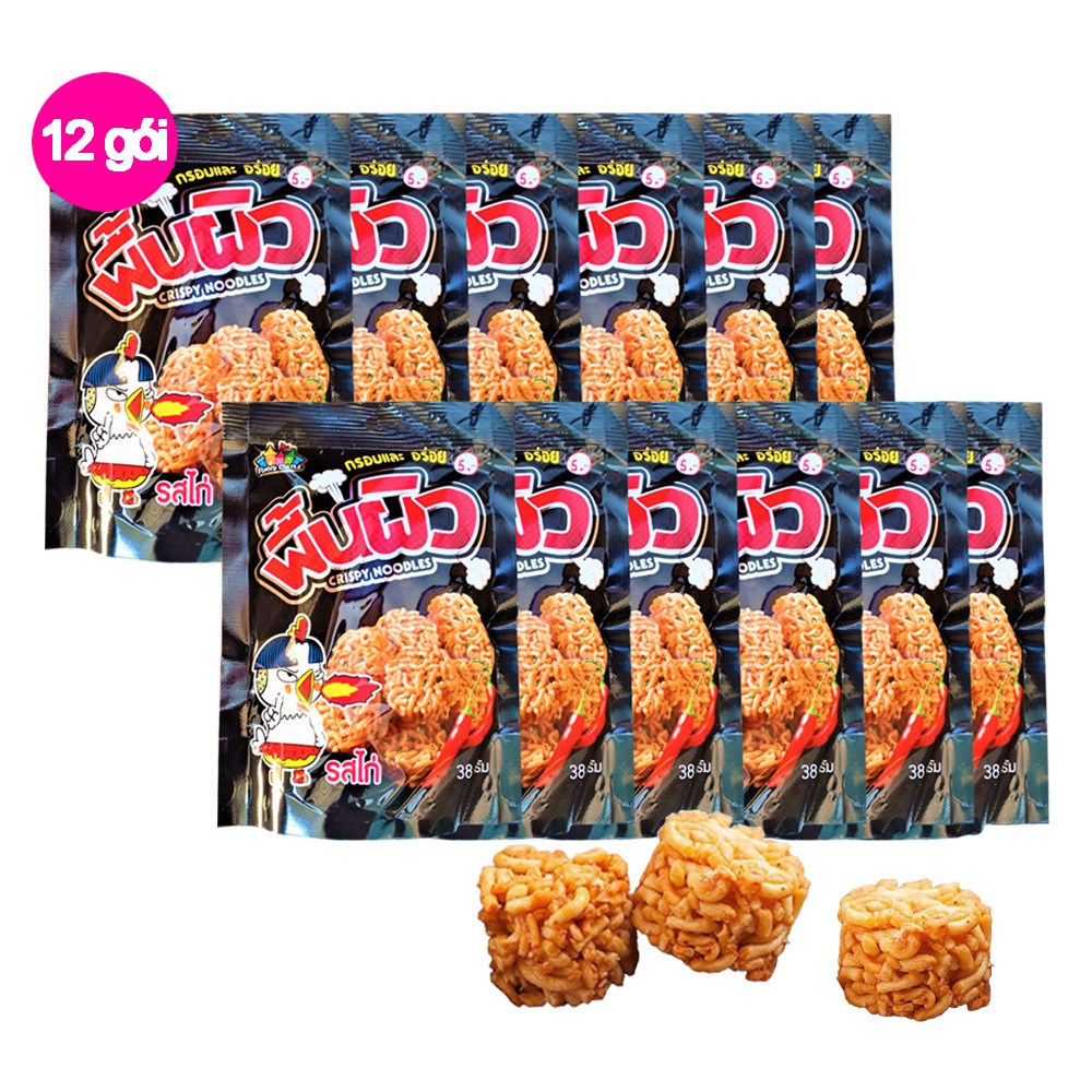 Lốc 12 gói Snack mì đen thái lan vị cay ăn liền 38g *12 gói