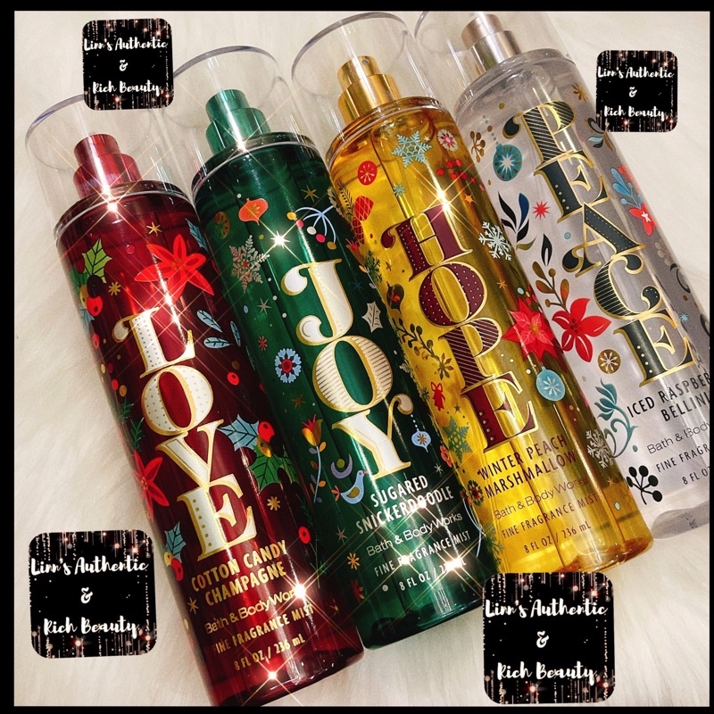 LOVE - JOY - HOPE - PEACE  Xịt Thơm Toàn Thân Body Mist Bath & Body Works USA