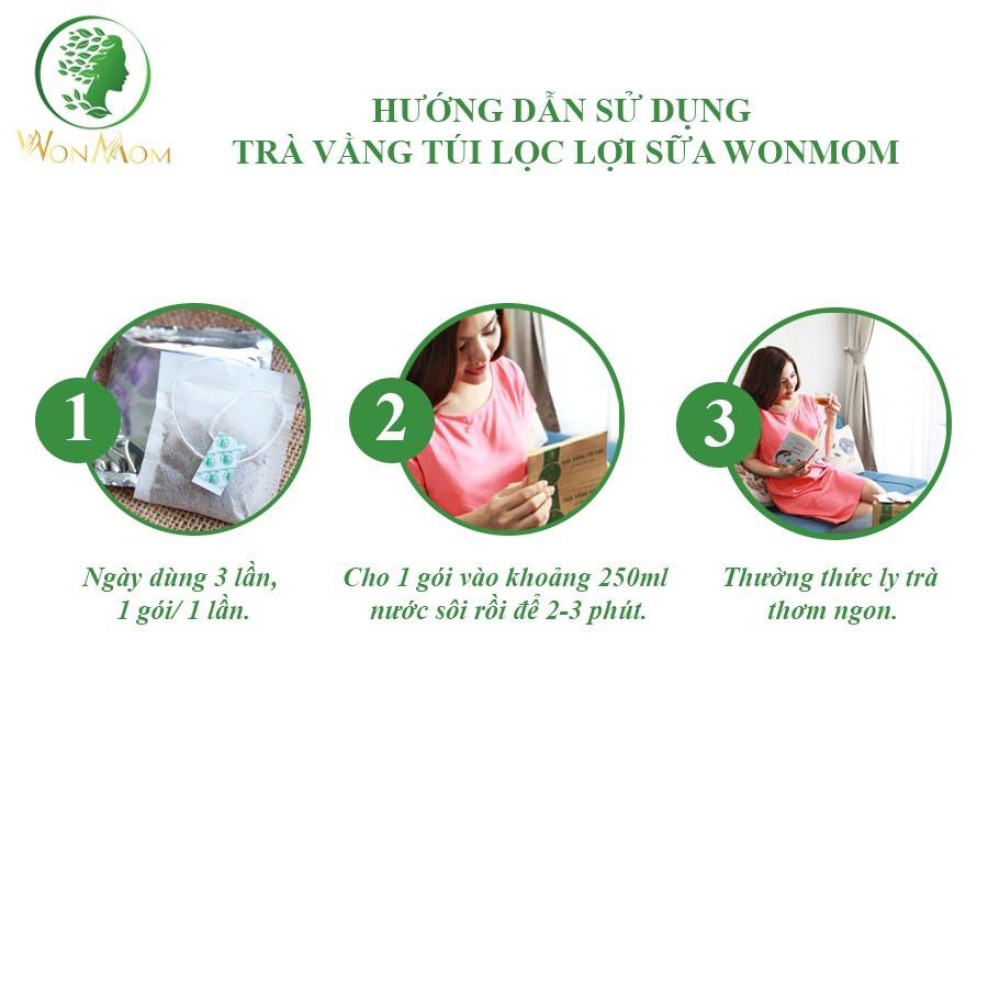 Hộp 20 gói trà vằng túi lọc lợi sữa cho mẹ sau sinh 40gr - WonMom (Việt Nam)