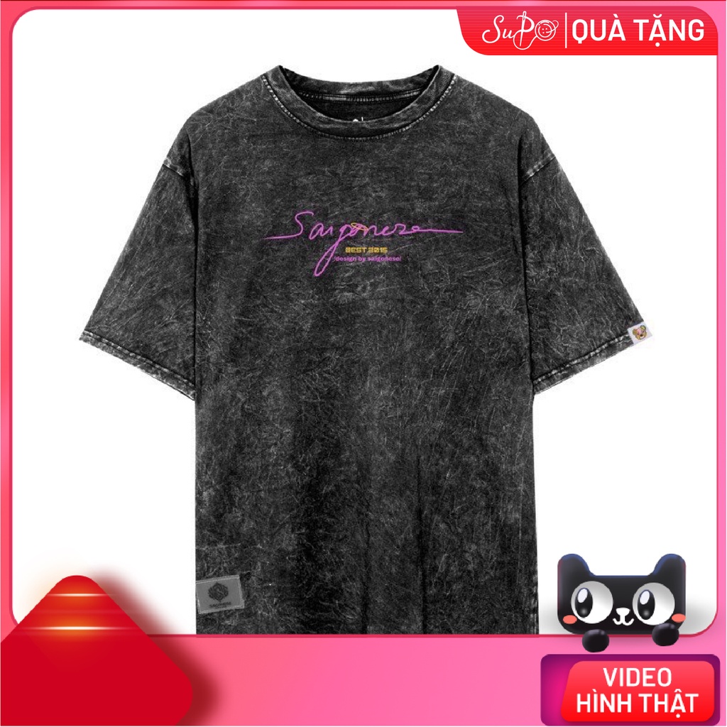 Áo thun tay lỡ, in wash Saigon, form rộng, Nam nữ đều mặc được (Supo Shop)