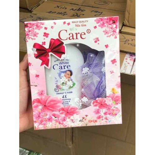 Sữa tắm Dê White Care + Tặng Bông Tắm siêu xinh 250ml - sữa tắm hàng Việt Nam chất lượng cao