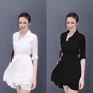 Đầm xòe cổ sơ mi