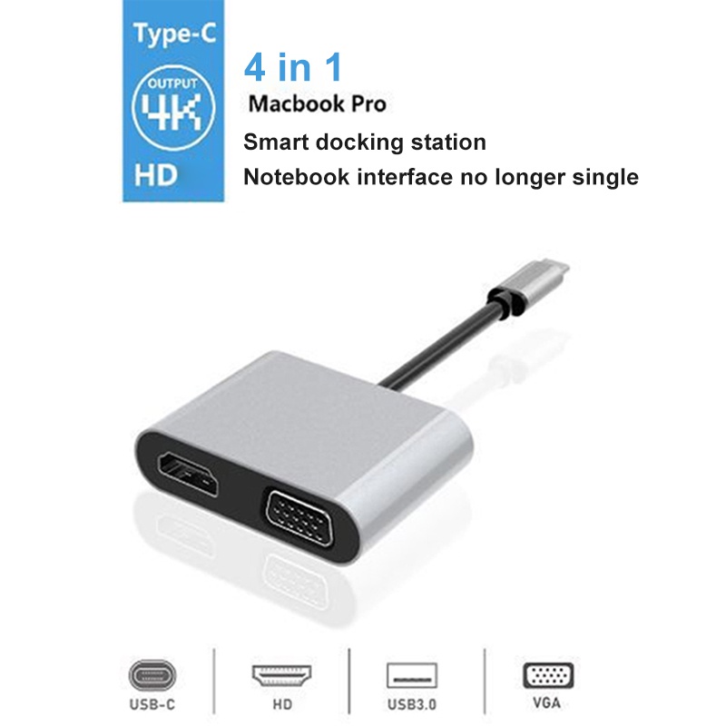 NINTENDO Bộ Chuyển Đổi Type-C Sang Hd / M-Compatible 4k Vga Usb C 3.0 Hub Cho Macbook Samsung S9 Dex Huawei P20 Xioami 10 Tv