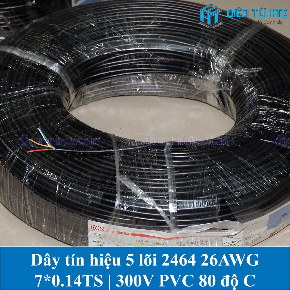 Dây tín hiệu 5 lõi 2464 26AWG 7*0.14TS vỏ PVC 80 độ OD 4.2mm