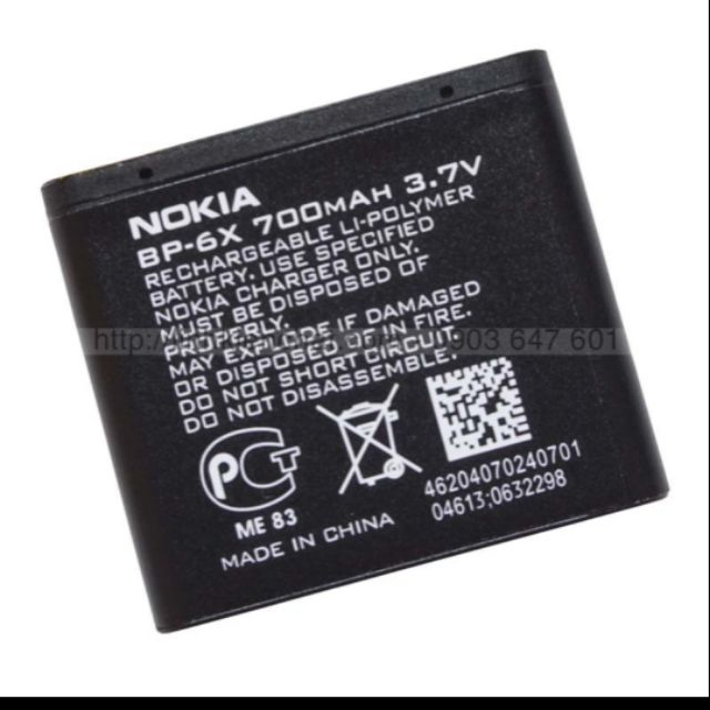 Pin BP-6X cho điện thoại Nokia 8800/8860/8800 SIROCCO/8800 bảo hành 6 tháng