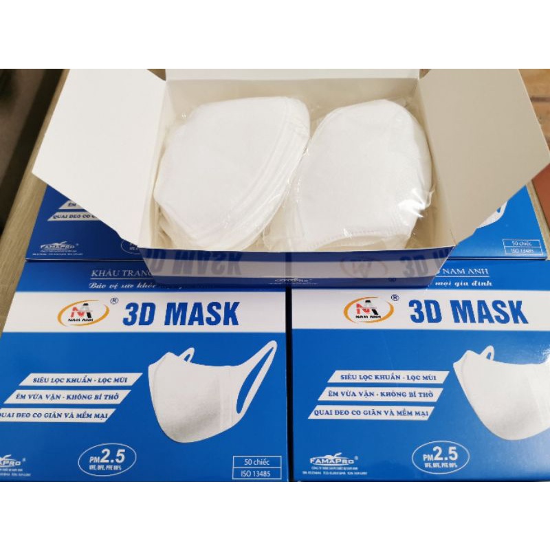 Hộp khẩu trang 3D mask công nghệ Nhật chính hãng Nam Anh 50 cái