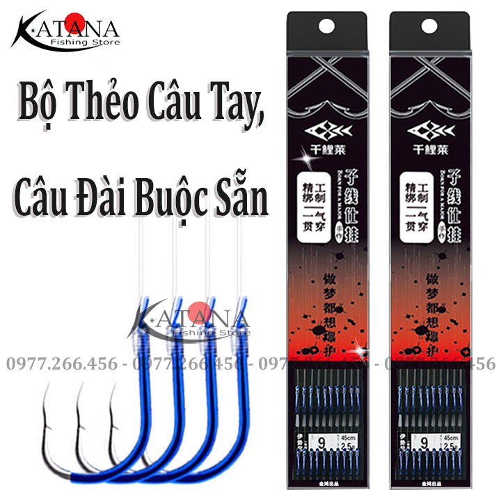 Thẻo Câu Tay Câu Đài, Buộc Sẵn Lưỡi Sắc Bén LƯỠI MÀU XANH