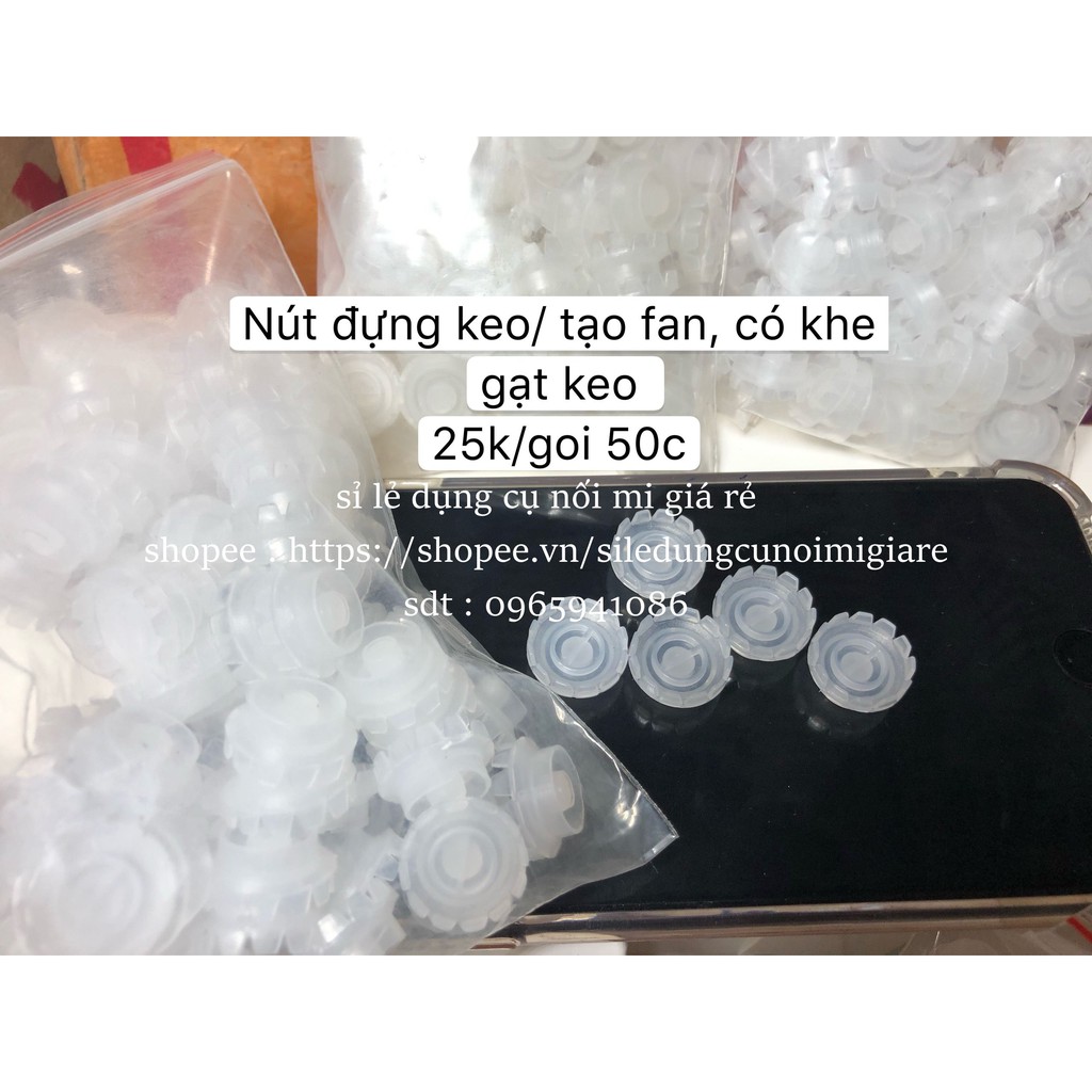 nút đựng keo + nút tạo fan (phụ kiện nối mi)