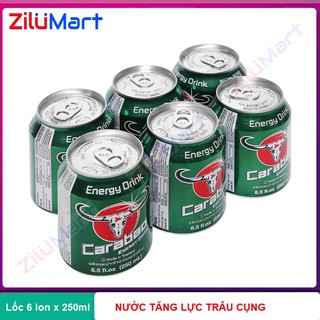 Lốc 6 lon nước tăng lực trâu cụng (carabao) I bò cụng việt