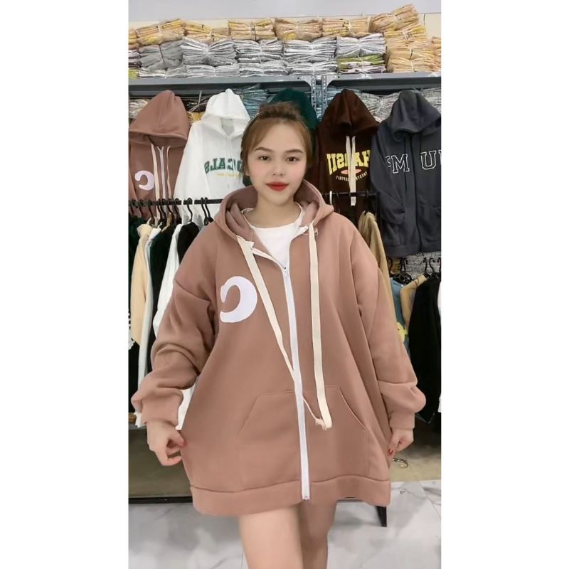 ÁO KHOÁC NỈ HOODIE  form dáng rộng nam nữ unisex - ÁO KHOÁC NỈ