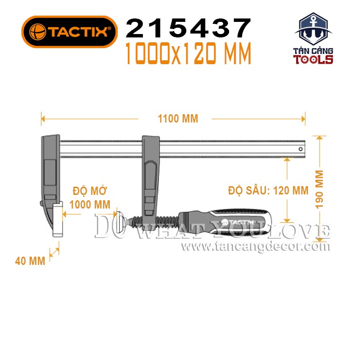 Cảo F 120 x 1000 mm Tactix 215437