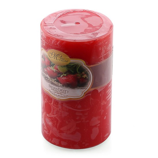 Nến thơm trụ tròn D6H10 Miss Candle MIC0833 6 x 10 cm (Đỏ, hương dâu tây)