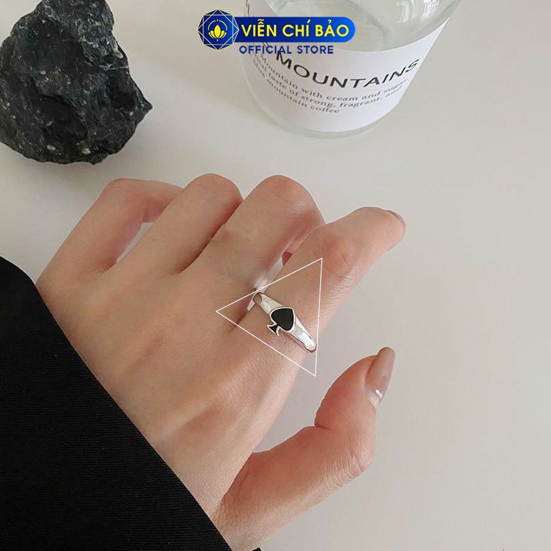 Nhẫn bạc nữ họa tiết bích đen chất liệu bạc 925 thời trang phụ kiện trang sức nữ Viễn Chí Bảo N000353