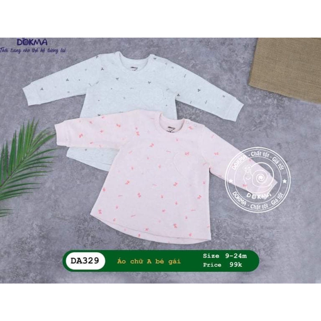 Áo thun dài tay thu đông vải cotton dày dặn cho bé trai bé gái Dokma sale size 6M-24M DMA329 Lamiha