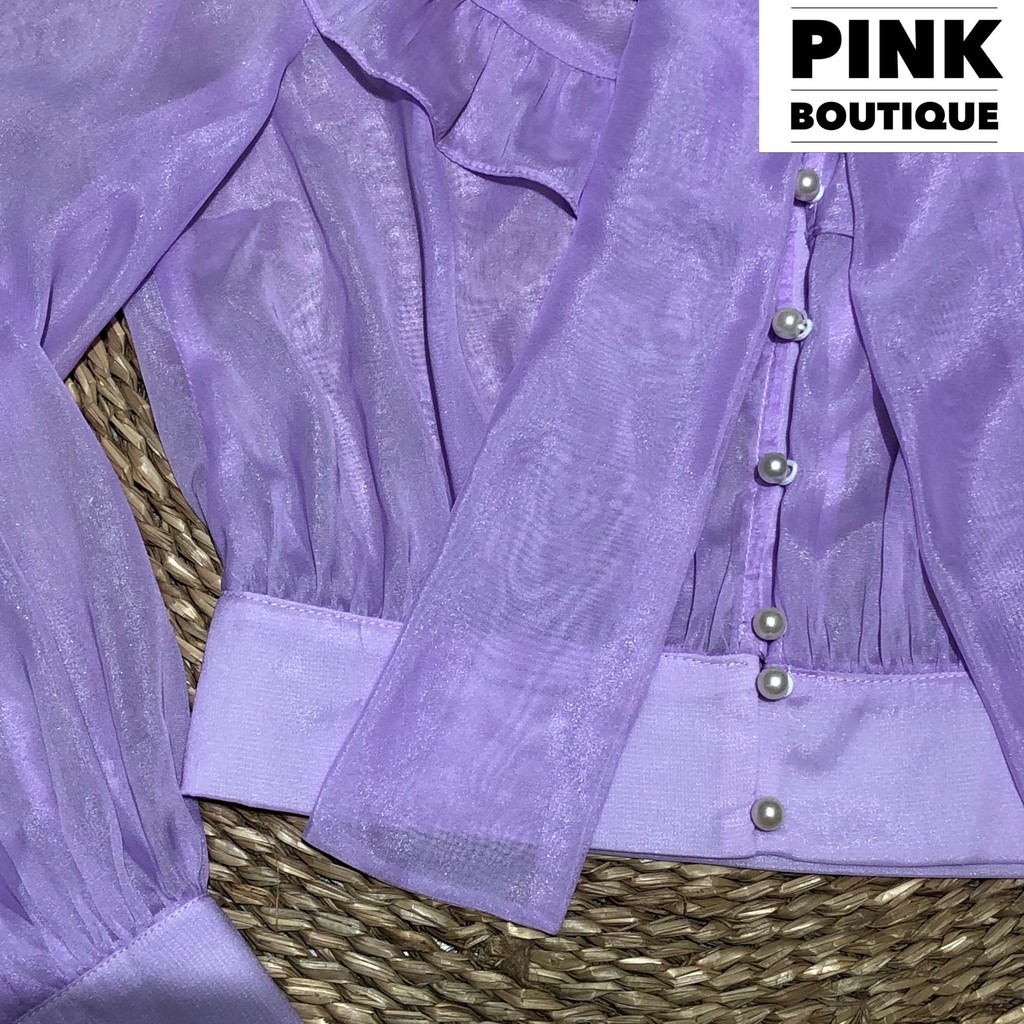 Áo Sơ Mi Croptop Cổ Nơ Dài Nữ Thiết Kế PINKBOUTIQUE