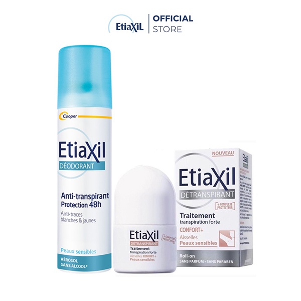 Combo Xịt Khử mùi Dạng Phun Sương Etiaxil 150ML và Lăn khử mùi và điều tiết mồ hôi Nhãn Nâu 15ML