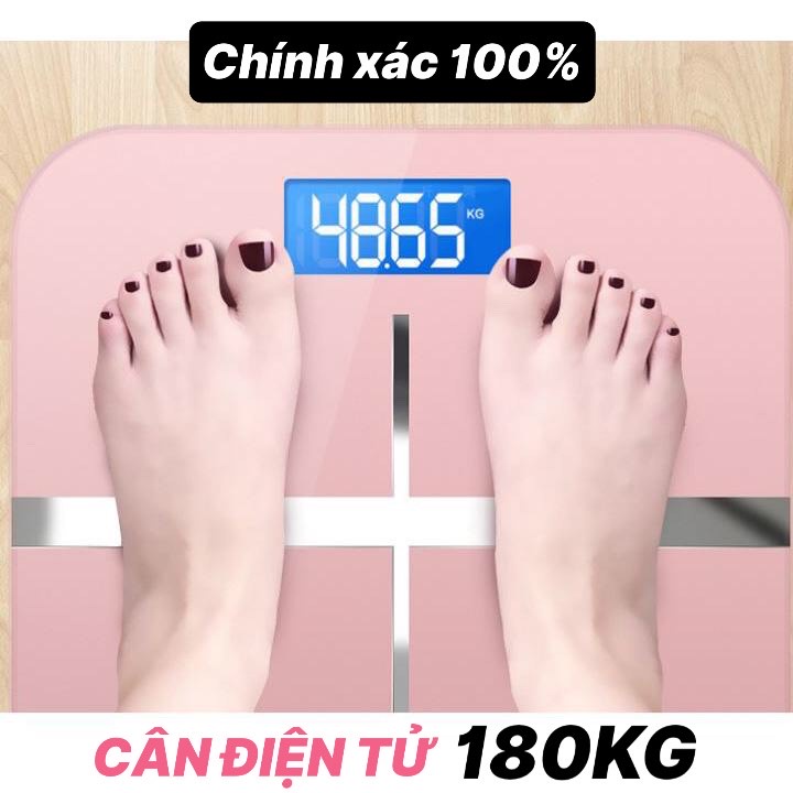 CÂN ĐIỆN TỬ IP MẶT GƯƠNG CHỊU LỰC ĐẾN 180KG ĐO CÂN NẶNG VÀ NHIỆT ĐỘ PHÒNG CHÍNH XÁC 100%