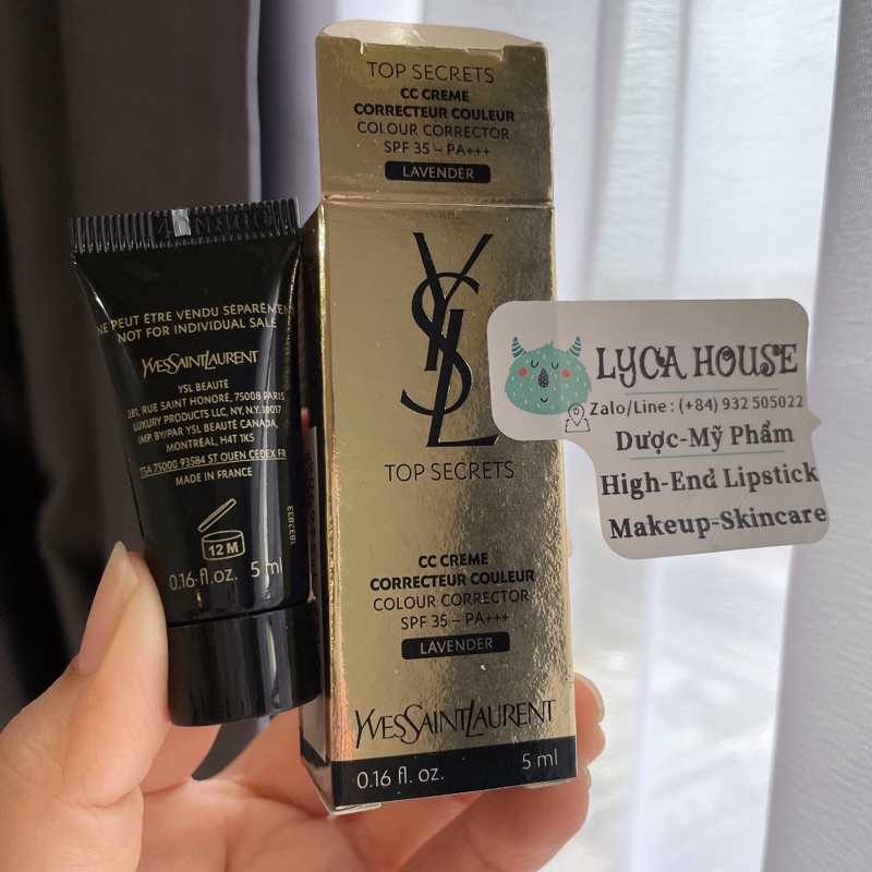 YSL - Yves Saint Laurent - Kem Lót TOP SECRET CC CREAM Colour Corrector Lavender SPF 35 / PA +++ 5ml