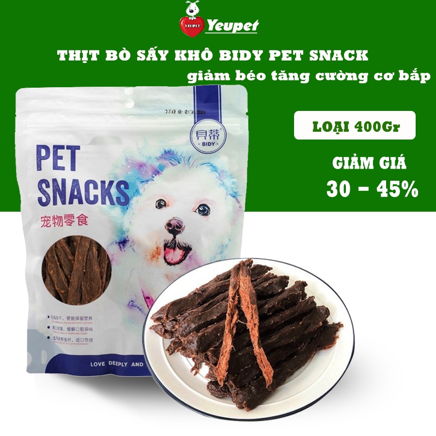 Thức ăn cho chó Bidy Pet Snack thịt bò sấy khô tăng cường dưỡng chất -400g- Csp47