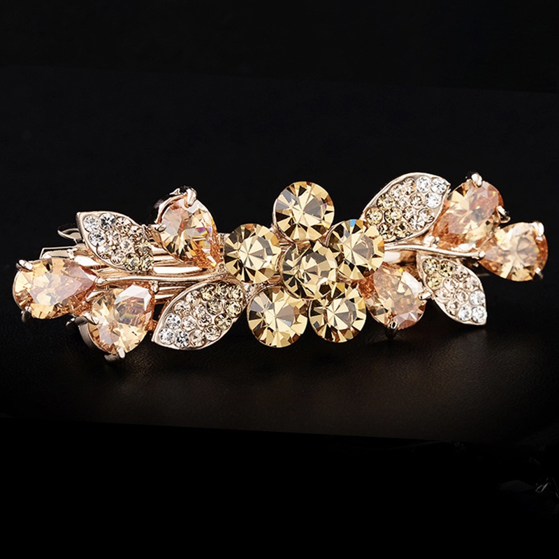 Kẹp Tóc Hình Bông Hoa Đính Kim Cương Giả Đơn Giản