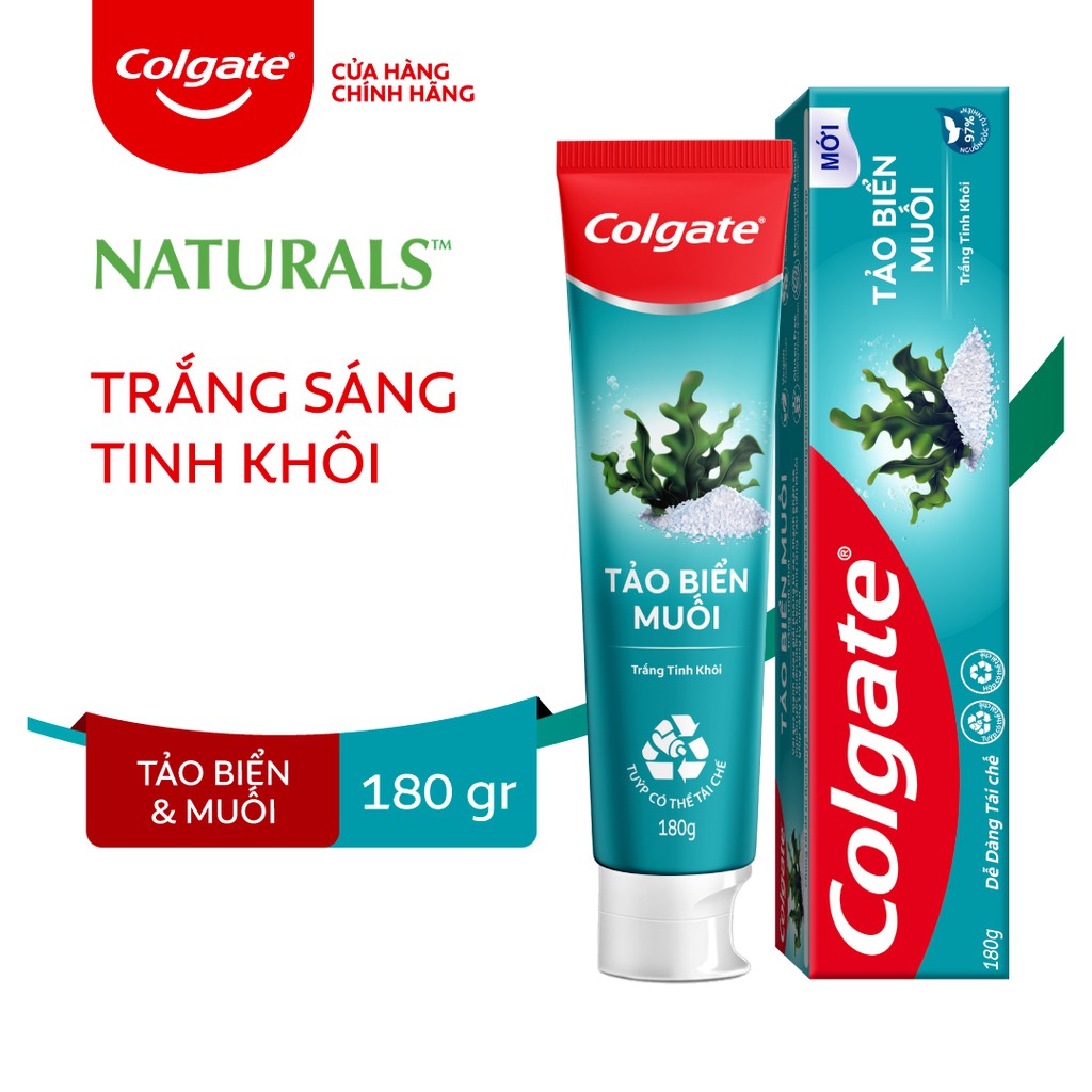 Kem đánh răng Colgate Thiên Nhiên Trà Xanh, Than Tre, Tảo biển và Muối hồng Himalaya 180g