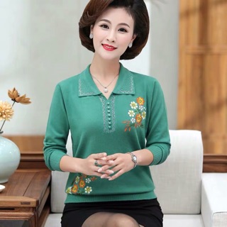 Áo len thêu hoa cho mẹ