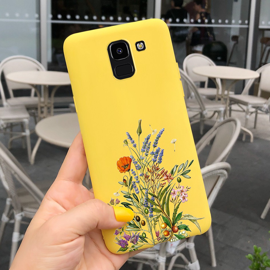 Ốp điện thoại nhám mềm chống sốc hoạ tiết bông hoa siêu mỏng dành cho Samsung Galaxy J6 J6Plus J600F J615F