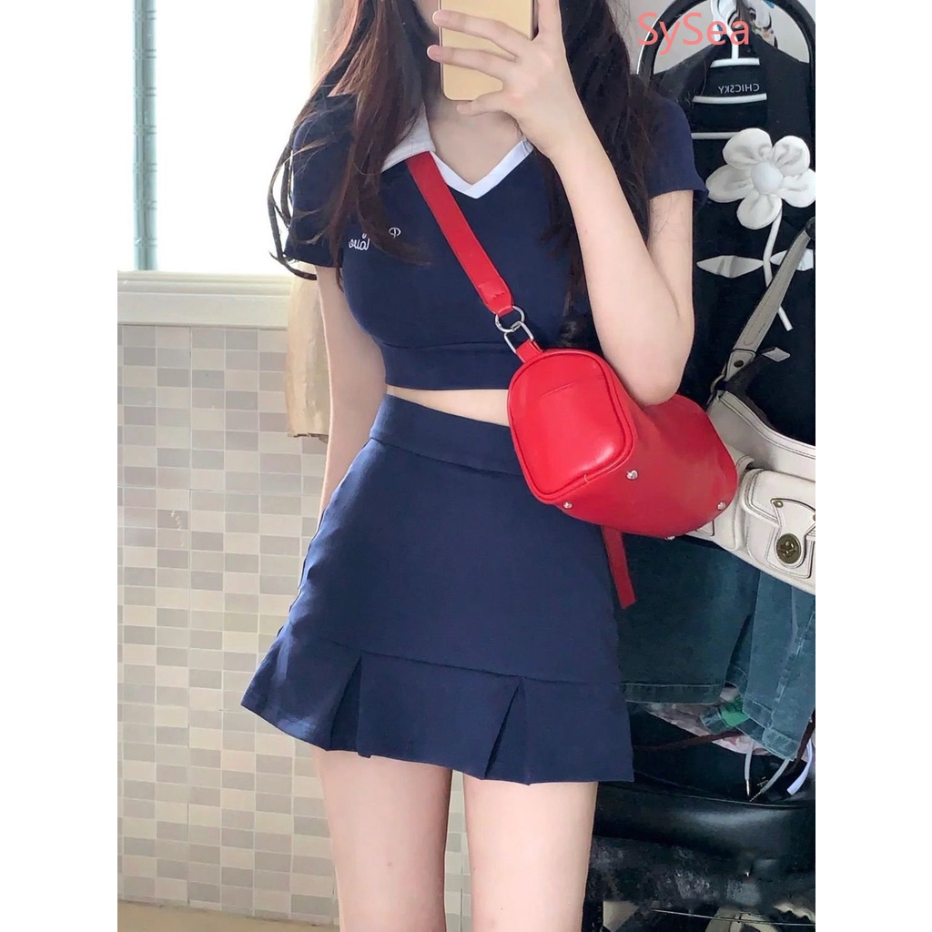 Bộ Áo + Chân Váy Thể Thao Thời Trang Retro Cá Tính Cho Nữ Mùa Hè