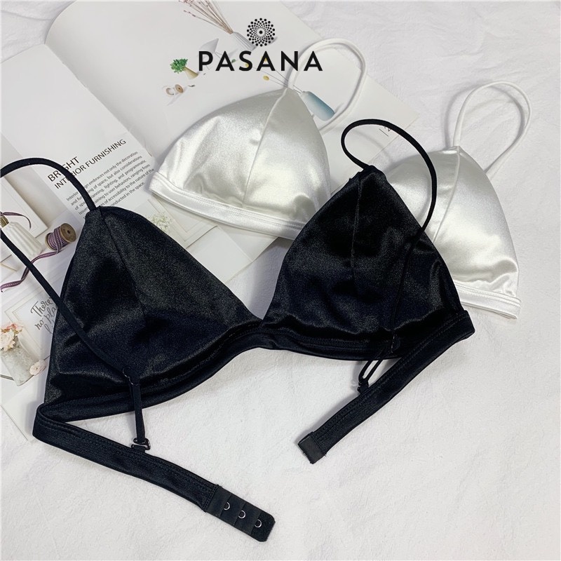 Áo bra Áo lót nữ bralette satin trơn mịn cài sau quyến rũ pasana0076