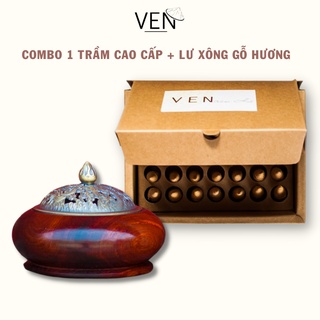 Combo Trầm hương loại cao cấp và lư gỗ hương nguyên khối