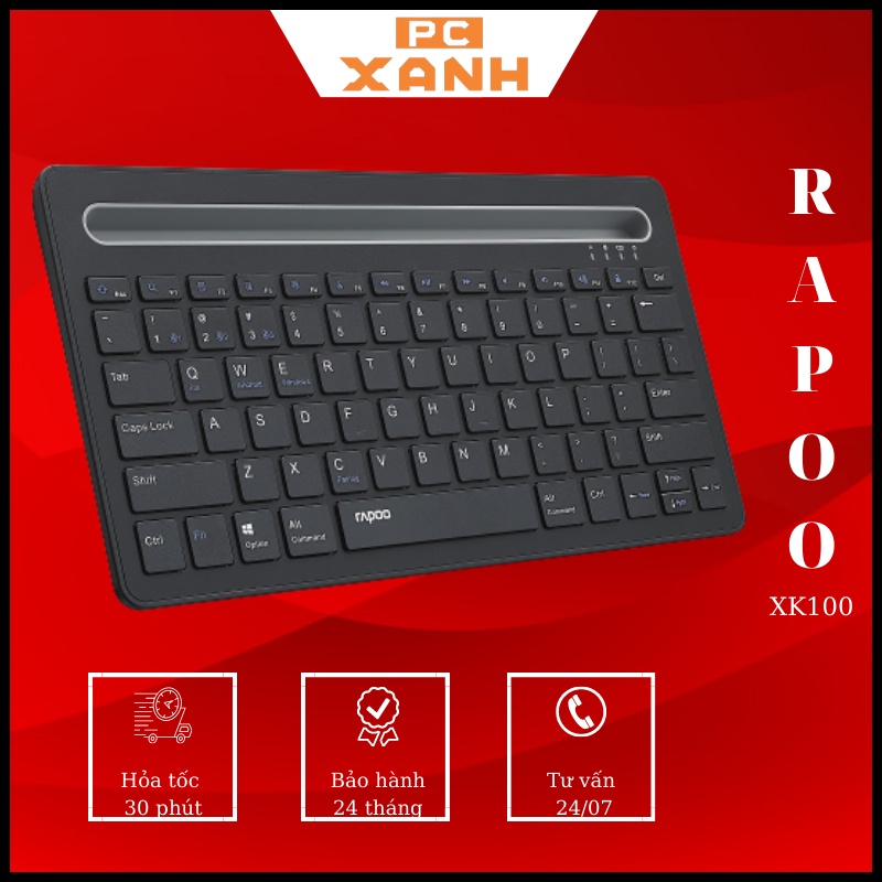 Bàn phím không dây Bluetooth kết nối 3 thiết bị điện tử Rapoo Xk100 - Cam kết bảo hành đổi mới trong vòng 2 năm