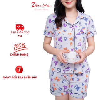 Đồ bộ mặc nhà Zen Me pijama nữ cộc tay quần đùi chất liệu chuẩn cotton mùa hè