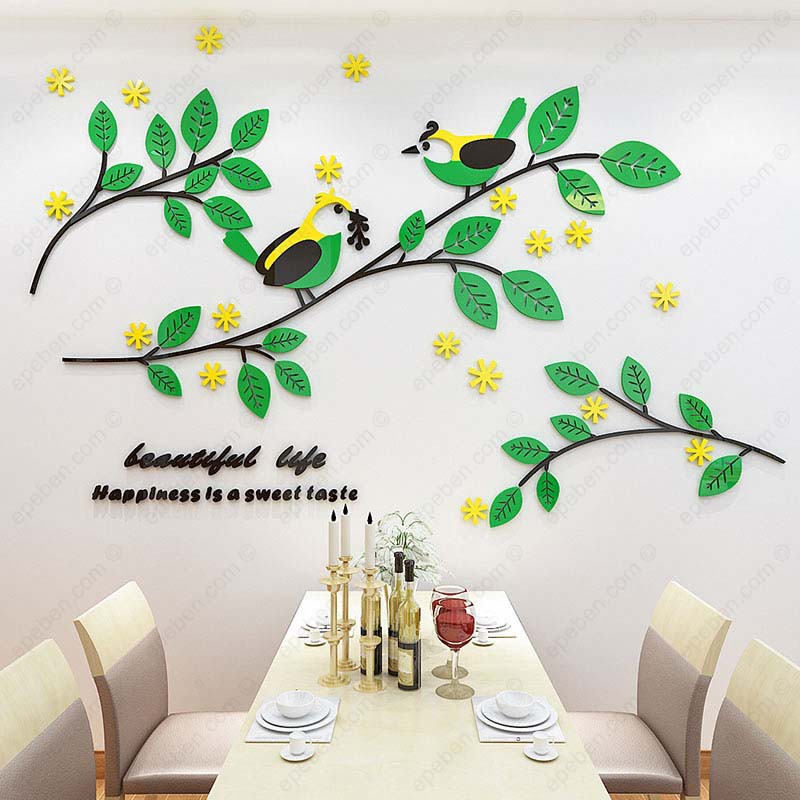 Tranh dán tường mica 3d decor khổ lớn cuộc sống tươi đẹp trang trí phòng khách, phòng ngủ Nhiều Size - EPeBen