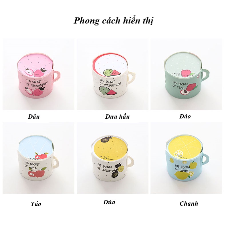 Giấy note giấy nhớ ghi chú 400 tờ hình hoa quả thiên nhiên nhiều mẫu dễ thương