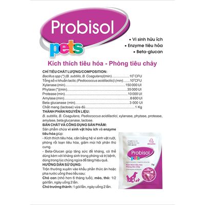 Men tiêu hóa VEMEDIM PROBISOL PETS 5g -  Hỗ trợ tiêu hóa, phòng tiêu chảy