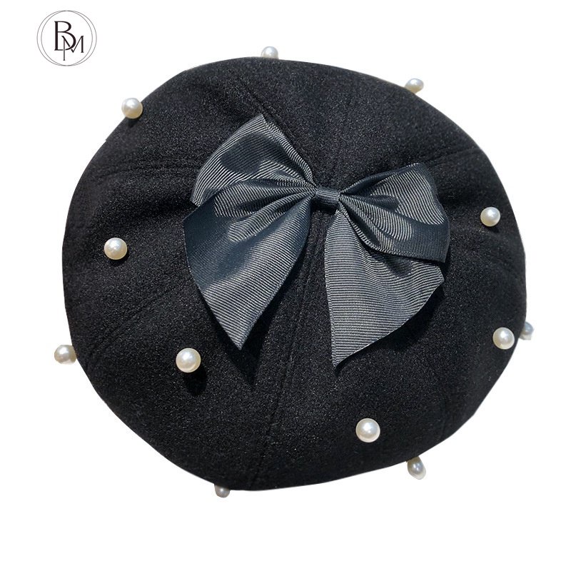 Mũ nồi BANMA đính nơ ngọc trai nhân tạo phong cách lolita Nhật Bản