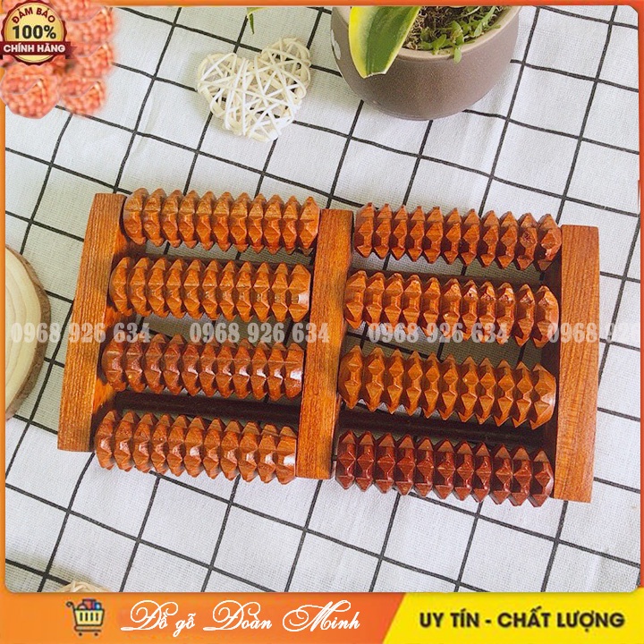 Bàn lăn chân gỗ FREESHIP Bàn massage chân gỗ hương 4 hàng cỡ nhỏ mát xa trị liệu (H3)