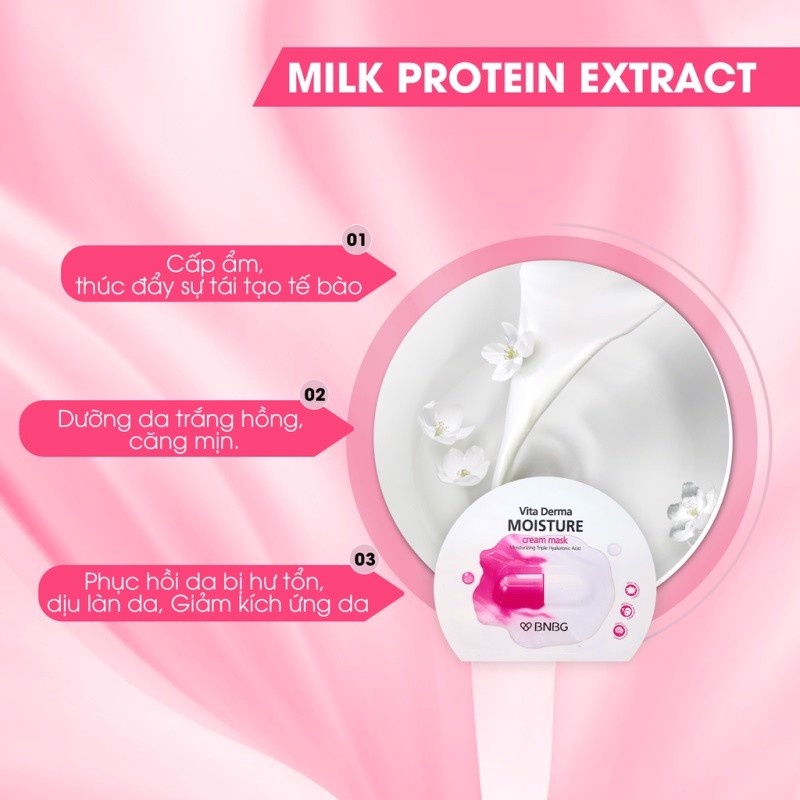 Mặt Nạ Kem Dưỡng Da Ẩm Mịn, Giúp Da Trắng Hồng BNBG Vita Derma Moisture Cream Mask 30ml