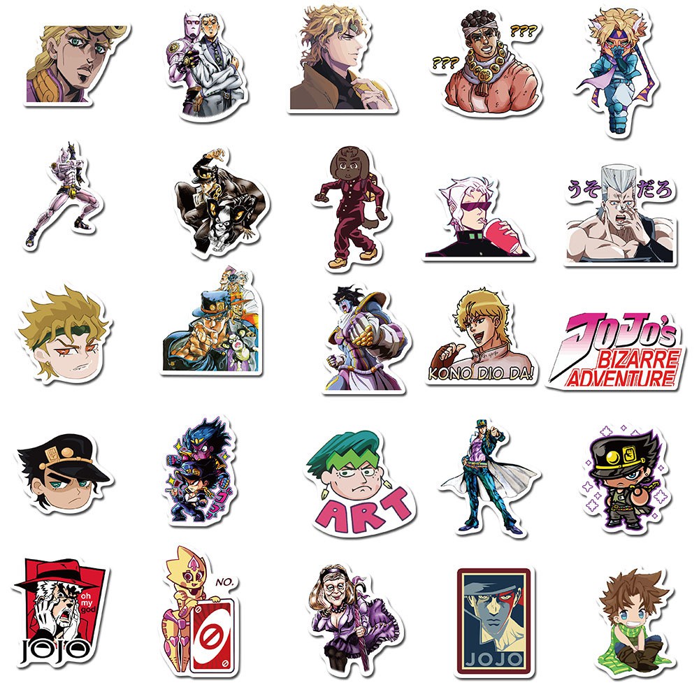 Bộ 50/ 25/ 10 Miếng dán pvc chống nước hóa trang anime Jojo Bizarre Adventure thích hợp cho Iphone