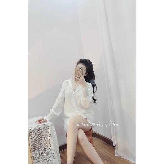 Áo sơ mi trắng tay bo chun siêu xinh. Size S M